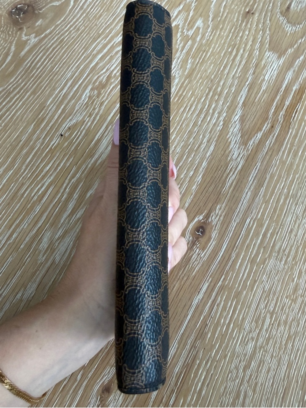 Celine Brown and Black Triomphe Pattern Long Wallet - Picture 8 of 9